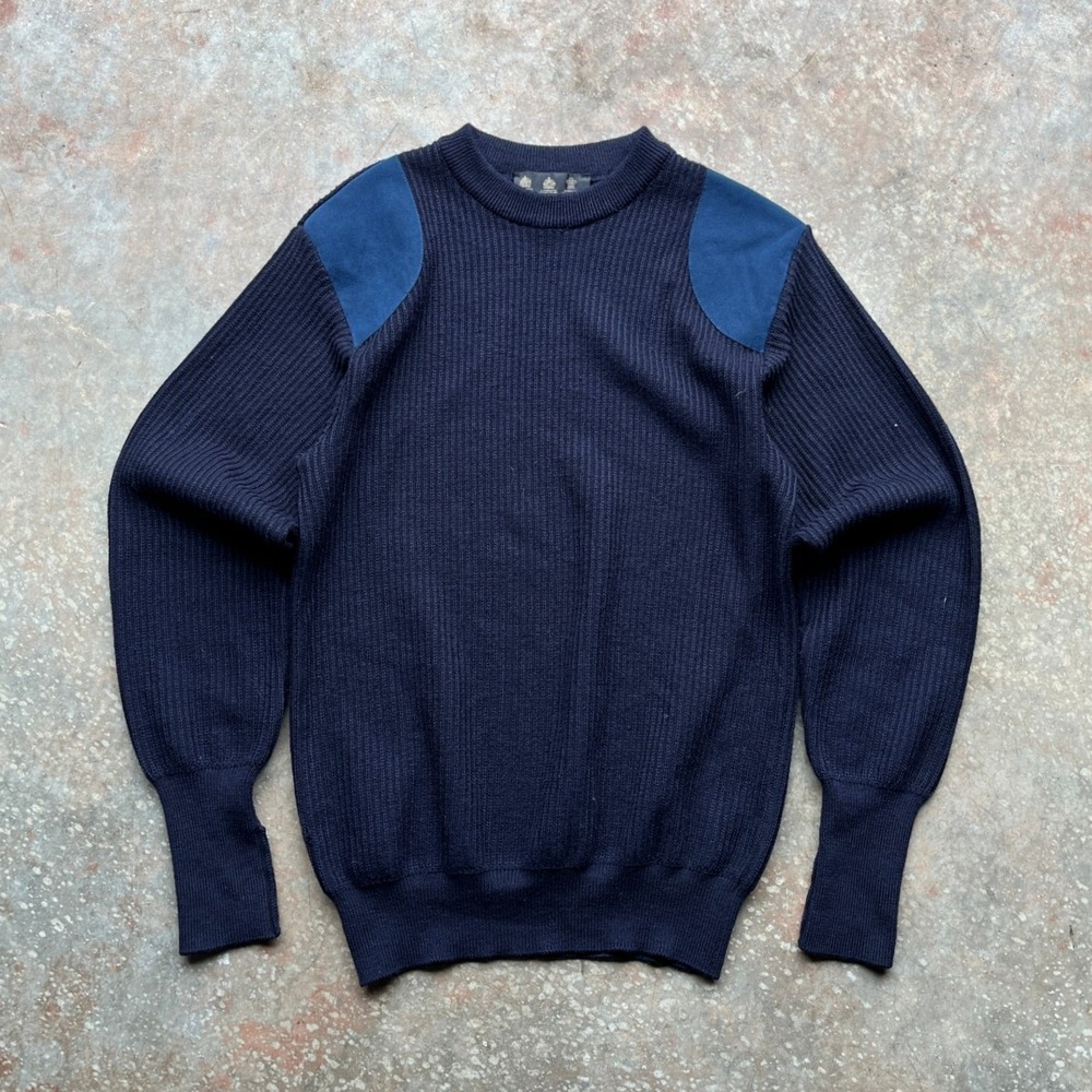 Barbour Mens Sporting Crew Neck Sweater Navy Blue Merino Wool MKN0004NY71 Small